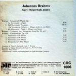 Brahms Sonata In C Major, Op.1; Variations On A Hungarian Song, Op.21. No.2; Klavierstucke, Op.119 Direct-to-tape Recording Co. Stereo ( 2 ) Reel To Reel Tape 0
